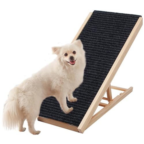 iMounTEK Dog Ramp for Bed Small Dog to Medium Dog Non Slip 4 Heights - 40\" Long, Adjustable 13\"-21\" Dog Ramp for Couch, Car SUV, Bed or Sofa, Folding Portable Wooden Dog Cat Ramps 176LBS Load/L
