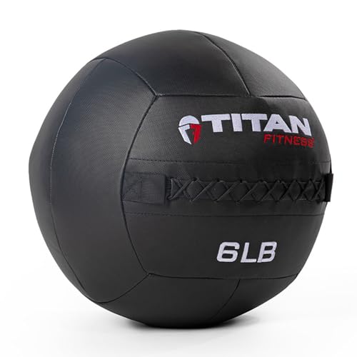 Titan Fitness 6 LB Soft Shell Medicine Wall Ball with Poly-Composite Laminate Cross Texture Non-Slip Grip for Throwing, Core Strength, Floor Exercises, Stretching