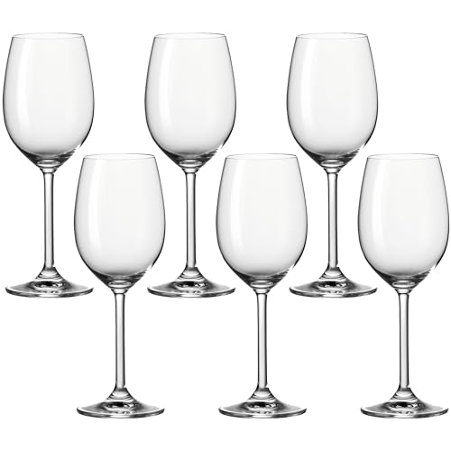 Leonardo Daily Weißwein-Gläser, Weißwein-Kelch mit Stiel, spülmaschinenfeste Wein-Gläser, 6er Set, 370 ml, 063315