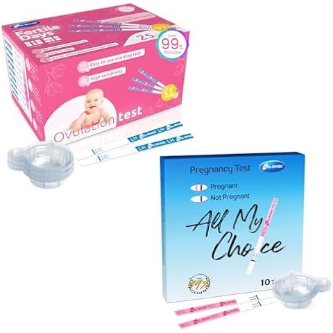 Ovulation Test Strips 25 and Pregnancy Tests 10, HEAL-CHECK Bulk Ovulation Predictor Kit for Women TTC, Over 99% Accuracy, Easy to Use at Home, Individually Wrapped, FSA HSA | 25LH+10HCG+35 Urine Cup Cover