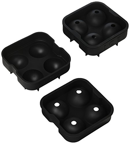 Double Ice Ball Maker Mold - Makes 8 Whiskey Ice Balls - Durable Silicone Sphere Ice Tray