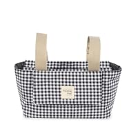 Walking Mum. I Love Vichy Wickeltasche für Kinderwagen, kurze Griffe zur Befestigung am Kinderwagen, Schwarz, 31 x 17 x 12 cm