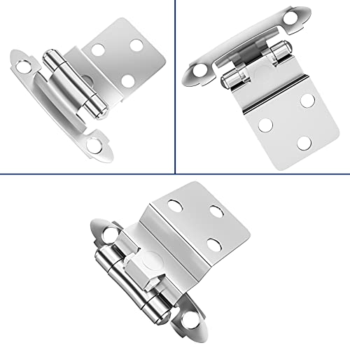 Hosom Satin Nickel Inset Cabinet Hinges, 50 Pcs (25 Pairs), 3/8 Inch Self Closing Hinge For Face Frame Kitchen Cabinet, Durable Screws & Bumper Pads, Easy To Install #TOP4