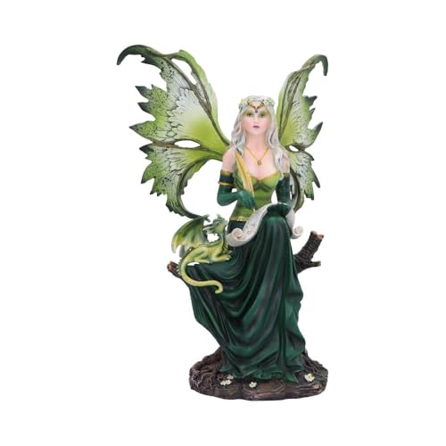 Statuette mistiche di fata scura: ideale per gli appassionati di arredamento delle fate, questa statua da giardino esemplifica il legame tra fate e draghi. Ideale per l'estetica forestcore, cottagecore e accademia oscura