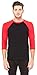Bella 3200 Unisex 3 By 4 Sleeve Baseball Tee - Black & Red, Extra Large