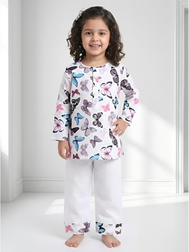 Image of POLKA TOTS Premium Cotton Night Wear for Boys & Girls | Traditional Kurta Pyjama Night Suit Set | Ultra-Soft & Breathable Nightwear for Toddlers & Baby | Kids Night Dress from Newborn to 8 Years