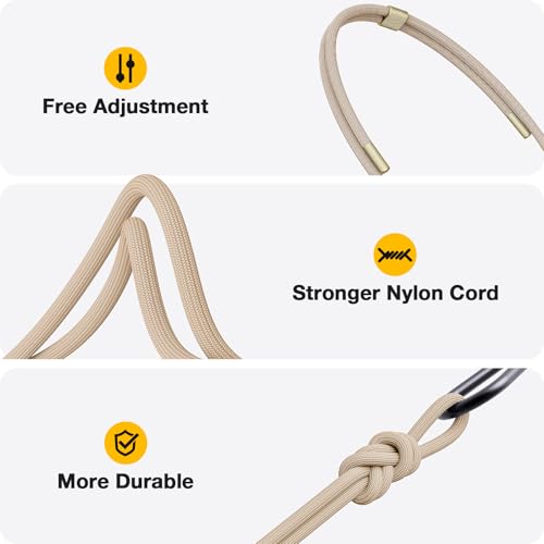 GOODVISH Handykette für iPhone 16 Pro Hülle mit Band (6.3") | Kameraschutz und Bildschirmschutz | | Necklace Handyhülle mit Schnur Schutzhülle für zum Umhängen | Transparent Case mit Kordel, Helbraun 6