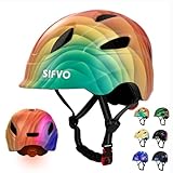 Kids Bike Helmet with LED Light, SIFVO Youth Toddler Boys Girls Helmets,2 Size Adjustable for Ages 3-5-10,Multi-Sport for Bicycle, Scooter, Skateboard,46-55cm