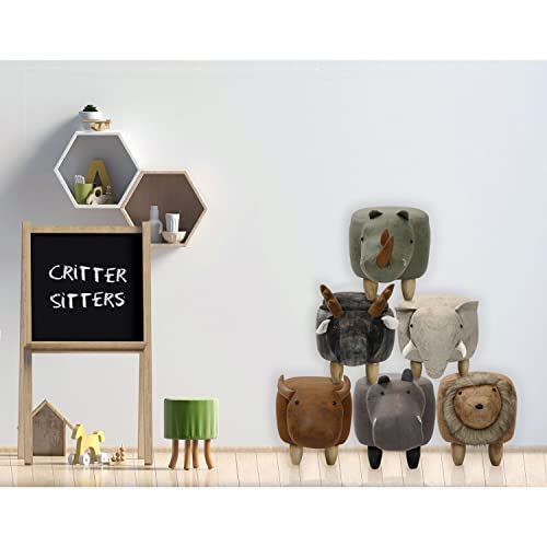 Critter Sitters Brown 14" Seat Height Animal Cow-Faux Leather Look-Durable Legs-Furniture For Nursery, Bedroom, Playroom & Living Room-Décor Ottoman #TOP5