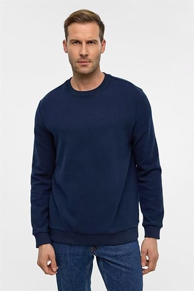 Ekru Regular Düz Bisiklet Yaka Sweatshirt