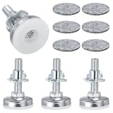 WJUAN 4 Pièces Pied Reglable pour Meuble, M8 × 38 mm, Argent et Blanc   Pieds à Vis Réglables, Pieds se Nivellement avec Écrous à Griffes et Patin en Feutre, pour Maison, Bureau, Restaurant