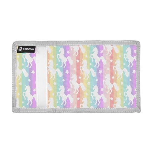 Rainbow Unicorn Kids Wallet for Boys Girls, Teen Canvas Trifold Purse with Zipper Coin Pocket2