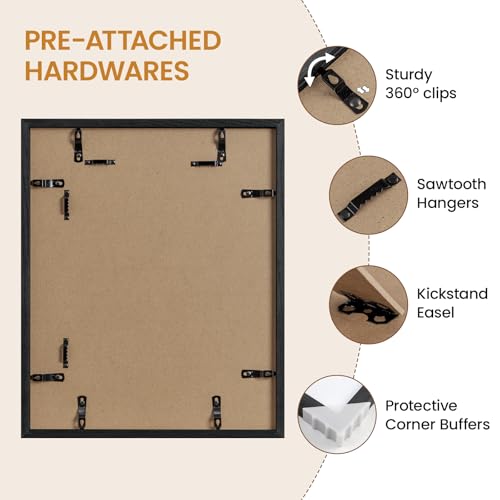 Image of 13x16 Picture Frame Oak Wood,13 inchx16 inchBlack Color Wooden Frames with Tempered Glass,16x13 inch Wall Gallery Poster Frame with No Mat,13 by 16 Frames Horizontal and Vertical for Wall Mounting