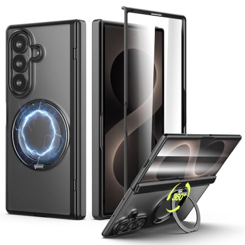 Cresee Coque pour Samsung Galaxy Z Fold 8 Ultra, Protection pour Charnière et Écran Extérieur, Support Anneau Magnétique 360 Degrés Compatible avec Magsafe Housse Étui Case pour Z Fold 8 Ultra, Noir