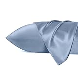 Vreysilkus Satin Silk Pillowcase for Hair and Skin 2 Pack - Super Soft Pillow Case with Hidden Zipper, Satin Pillowcase Set of 2 with Envelope Closure (Dark Grey, King (20' x 36'))