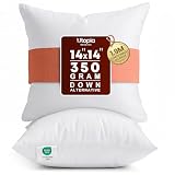 Utopia Bedding 14x14 Pillow Inserts, Set of 2, White – Indoor Decorative Throw Pillows for Bed, Sofa & Couch – Soft, Supportive & Fluffy Cushion Inserts