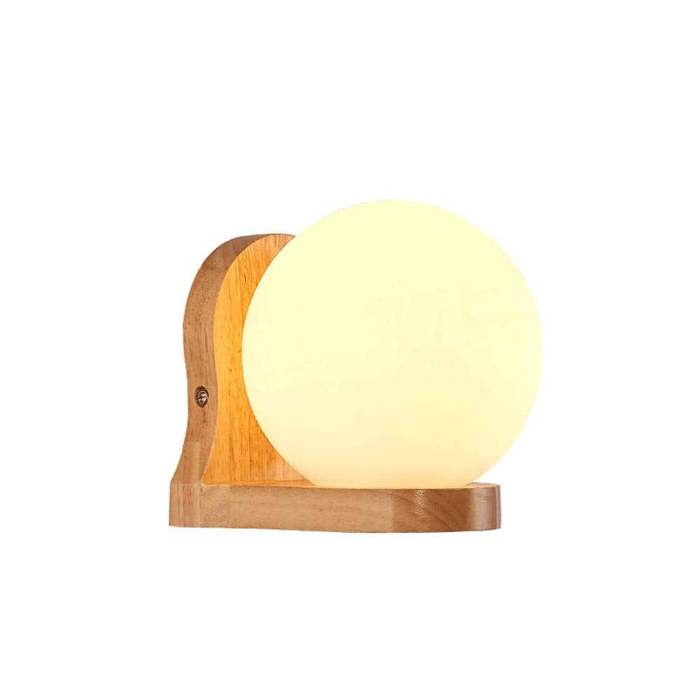 Applique murale moderne en bois et globe verre blanc E27