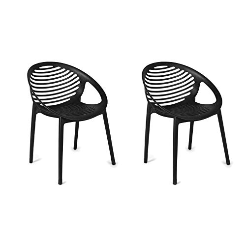 Image of Cello Abacus Chair Set Pack of 2 - Black | Strong and Durable | Easy to Clean | Chair for Living Room, Bed Room, Kitchen, Office Room, Outdoor | 3 Years Warranty
