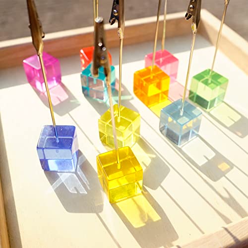 Desktop Picture Holders, 10 Pcs Rainbow Colors Polaroid Photo Clip Stand For Paper Name Place Card Postcard Memo Menu Note Memory Photo Christmas Wedding Number Card Display With High Clear Cube Base #TOP1