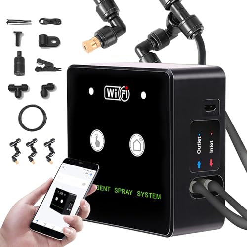 Sprinkler Timer, Intelligent Rainforest Spray System Sprinkler Controller with Intelligent Remote APP Control and Timer Function for Spraying (10m 4 nozzles)