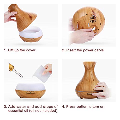 Olivetech Aromatherapy Essential Oil Diffuser, 400Ml Ultrasonic Diffusers For Essential Oils, Free Cleaning Kit, Bpa Free, Auto Shut Off - Yellow #TOP2