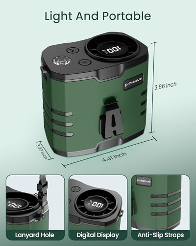 Primelove Portable Waist Fan 10000mAh Rechargeable,Clip on Belt Fan With 10 Speeds 16000PRM Strong Airflow,Hands-Free Hanging Neck Fan,Long-Lasting Cooling for Camping,Hiking,Outdoor,Jobsite,Green — view 6
