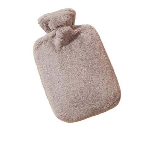 HORLALA Bolsa De Agua Caliente 2PCS Water Injection Rubber Hot Water Bottle Plush Hot Water Bag Hand Warmer Heat Pack Belly Foot Water Heating Pad para Cuello(Grey 1000ml)