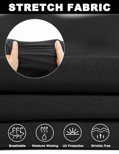 Soojun Men's 4-Way Stretch Performance Golf Pants, Quick-Dry Lightweight Tech Trousers, Versatile Business Casual Dress Pants with Hidden Pockets, Black, 38W x 28L