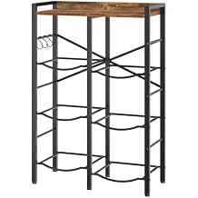 HOOBRO 5 Gallon Water Jug Holder 6 Bottles, Water Jug Rack, 3 Tier Water Bottle Holder with X-Shape Reinforcement, for Kitchen, Living Room, Office, Rustic Brown and Black BF03ST01