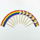 120 Stück Pride-Flaggen-Cocktailspieße - 2 Designs - 6,5 cm (2,5 Zoll) Bambus-Zahnstocher mit Mini-Flaggen - Robuste Garniturspieße für Partys, Bars, Catering & Events - von Mobi Lock