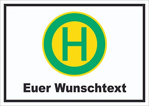 HB-Druck Schild Haltestelle mit Wunschtext waagerecht A4 (210x297mm)