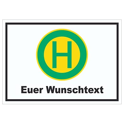 HB-Druck Schild Haltestelle mit Wunschtext waagerecht A3 (297x420mm)