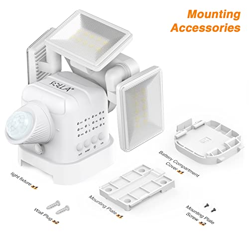 Solla Alkaline Battery Motion Sensor Outdoor Lights, 750Lm Wireless Flood Lights Outdoor Motion Sensor,5000K Ip65 Led Security Light, 3-Headed Outside Detection Lighting For House, Yard, Porch #TOP5
