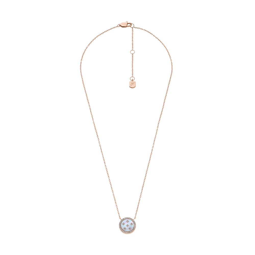 Collier en Acier Inoxydable Doré Rose avec Pendentif en Nacre - Fossil Merrit