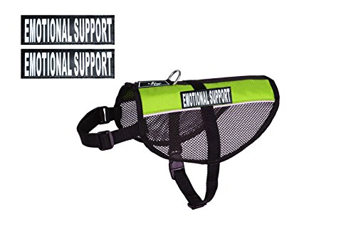 Emotional Support Service Dog Mesh Vest Harness Cool Comfort. Purchase Comes With 2 Reflective Emotional Support Removable Patches. Please Measure Your Dog Before Ordering (Girth 21-24", Lime Green) #TOP2