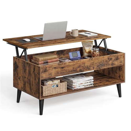 VASAGLE Lift Top Coffee Table, Lift Tabletop Dining Table, Gas