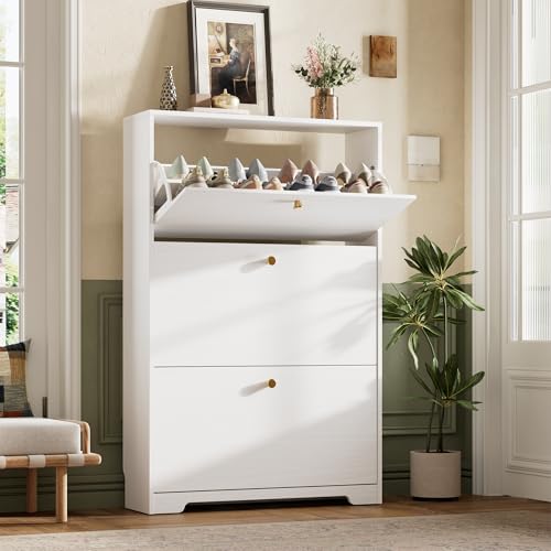 Nicetree Shoe Cabinet with 3 Flip Drawers