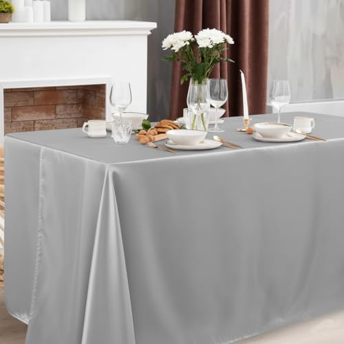 Obstal 2 Pack Table Clothes for 6 Foot Rectangle Tables, Silver by Obstal - Used condition - Image 2