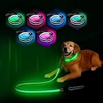 Multi-Color Light Up Dog Leash 4FT Color Changing 7 Lighting Modes Rechargeable Reflective LED Lighted Glow Dark Leash for Night Walking for Small Medium Large Dogs Blue Green Pink