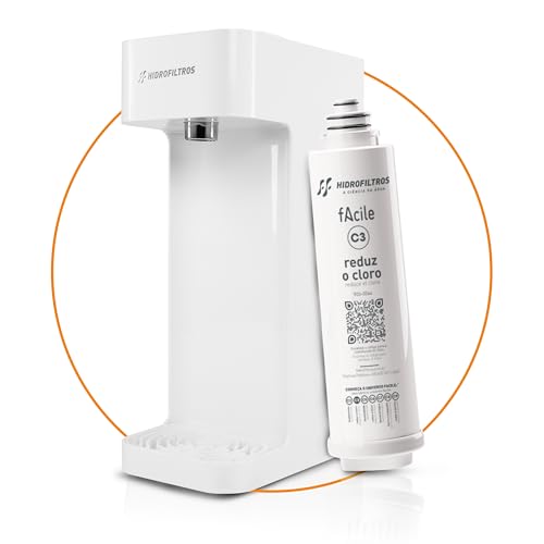 Hidrofiltros - Purificador de Água Facile com Refil C3 Elimina Cloro, Odores e Sabores Cor Branco Hidrofiltros