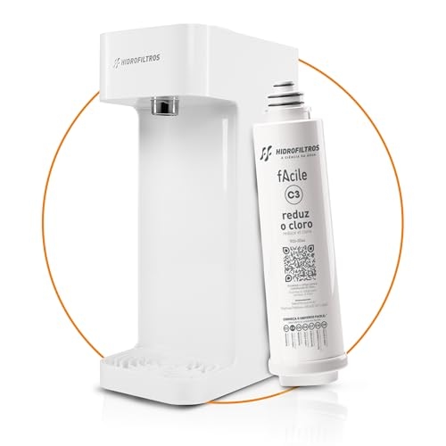 Hidrofiltros - Purificador de Água Facile com Refil C3 Elimina Cloro, Odores e Sabores Cor Branco Hidrofiltros