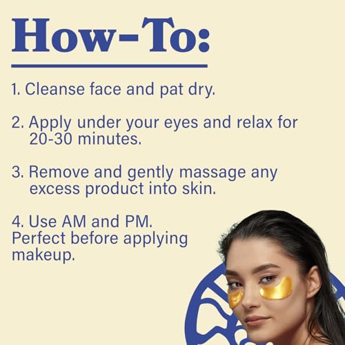 le gushe gold under eye patches for puffy eyes and dark circles 20 pairs - hydrating collagen under eye masks with snail mucin - soothing puffy eyes treatment for women amp men - bridesmaid gifts