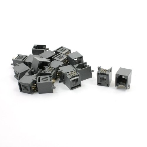 uxcell Vertical Mount 6P6C RJ11 PCB Jack Telephone Adapter, 20Pieces for Landline Telephone