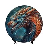 FZQVSLCM Plato decorativo vertical de porcelana de hueso de 10 pulgadas con soporte de exhibición para colgar en la pared, platos de adorno redondos para decoración del hogar, regalo