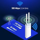 Cudy Zewnętrzny router Wi-Fi bezprzewodowy z modemem 4G (2.4 GHz, Cat 4, 300 Mbps, karta SIM, ultraszybki, RJ45, Ethernet, 1x WAN/LAN, wodoodporny) biały