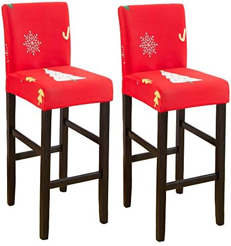 WDong Bar Chair Stool Cover, Stretch Dining Bar Chair Covers Removable Washable Counter Stools Protective Cover Slipcover 2 PCS, White