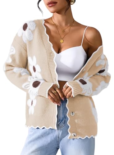 Pink Queen Women's Floral Print Cardigans Long Sleeve Open Front