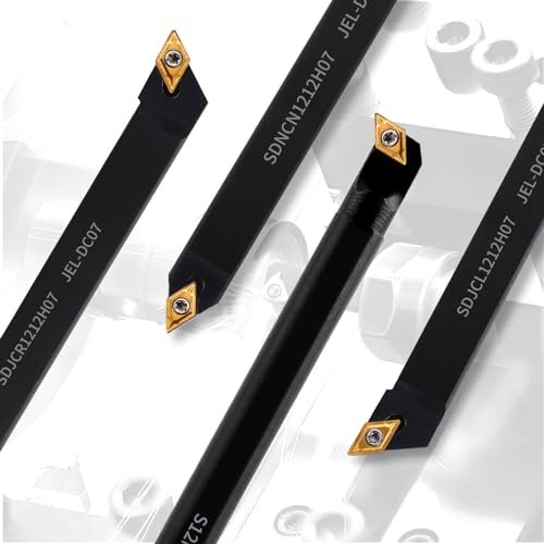 Gluwoer Indexable Lathe Turning Tool 1/2 Inch Shank 14Pcs Kit-4Pcs Metal Lathe Tools Holder 10Pcs Dcmt21.51 Carbide Insert For Turning Boring Grooving Sdjcr1212H07/Sdncn12120H07/Sdjcl1212H07/S12M-Sducr07 thumb #5