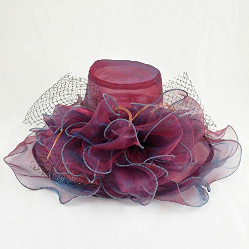 AXWT Estilo Europeo Rich for mujer Sombrero de sol Organza ancho del banquete de boda de la iglesia for la boda del borde de sombreros de mujer Verano Gasa Cap Derby recorrido de la playa del verano d Cover