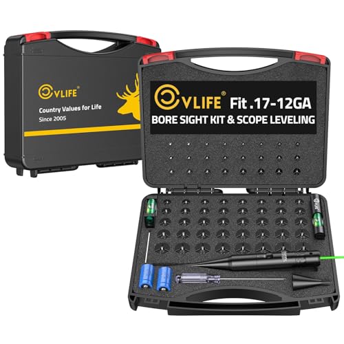 CVLIFE 2-in-1 Green Laser Bore Sight with Scope Level Kit Bore Sight Laser with 64 Adapter Fits .17 to 12GA Calibers Scope Bubble Level and Magnetic Scope Leveling Tool